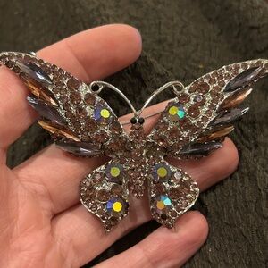 Vintage Sparkling Butterfly Brooch